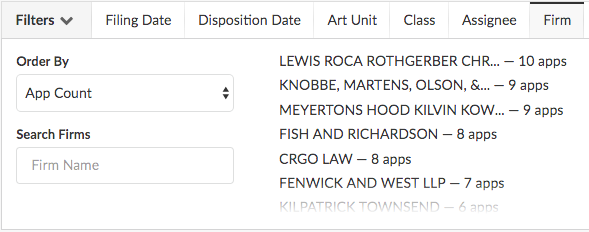 Quickly filter by firm name, too.