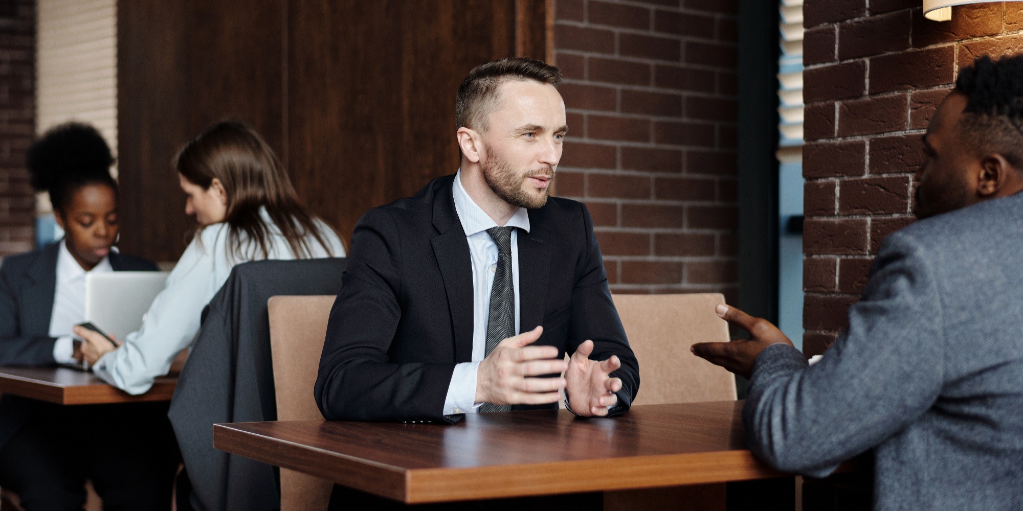 man talking sales pitch